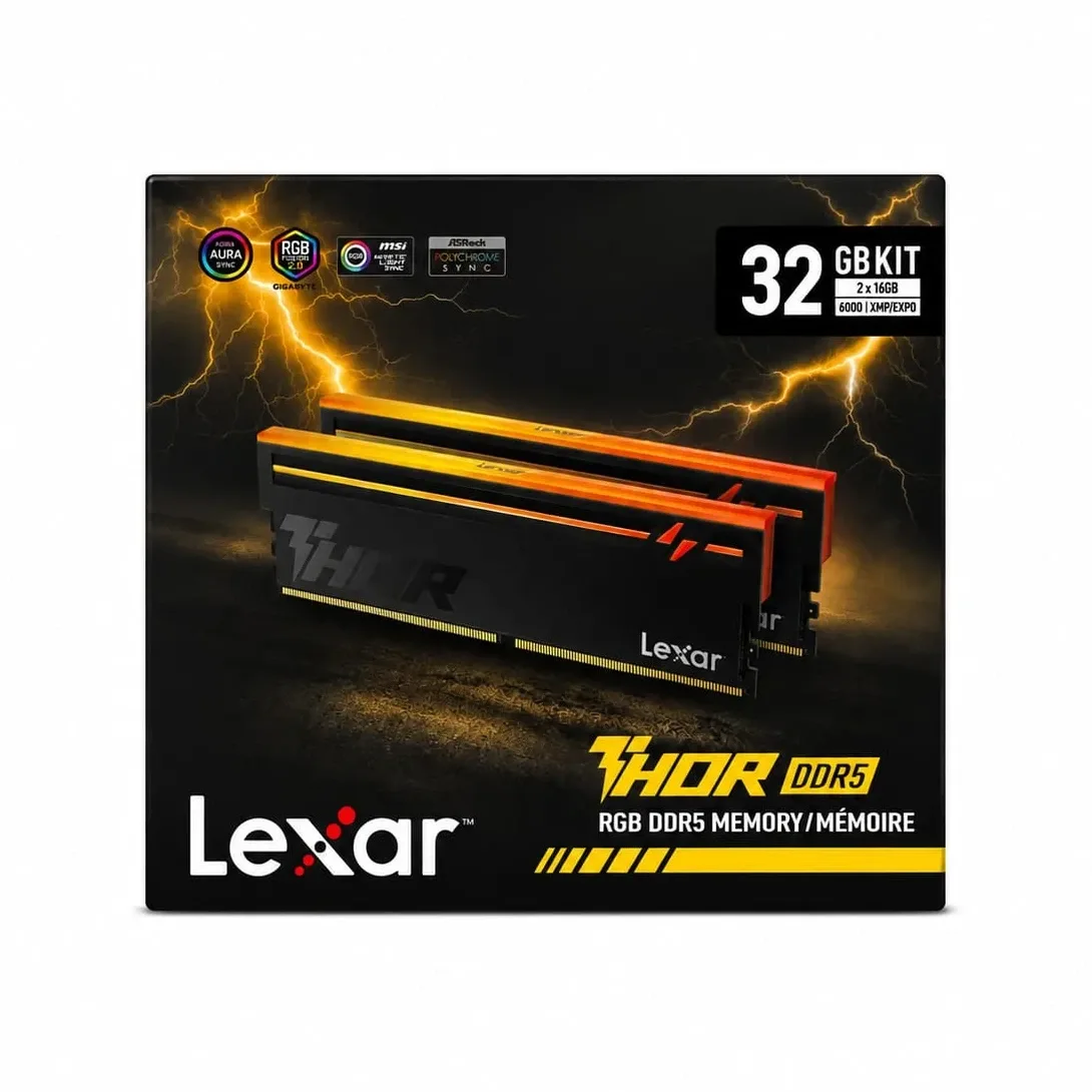MEMORIA DDR5 32GB (2X16GB) 6000MHZ LEXAR THOR RGB NEGRAS