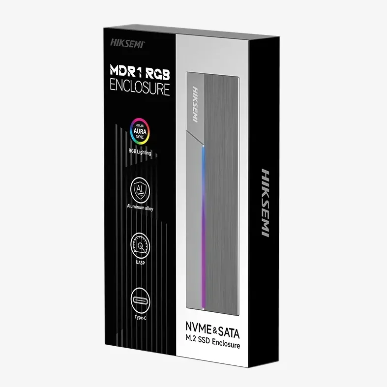 CAJA HIKSEMI MDR1 RGB COMPATIBLE M.2 NVME Y M.2 SATA