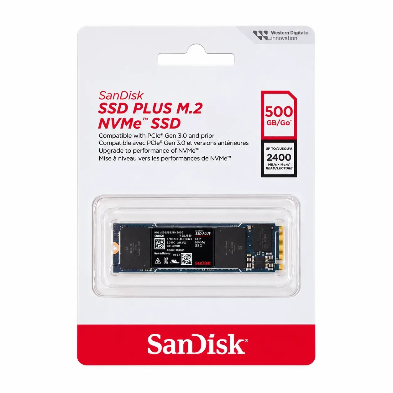 SSD M2 NVME 2280 500GB SANDISK SSD PLUS 2400mbs