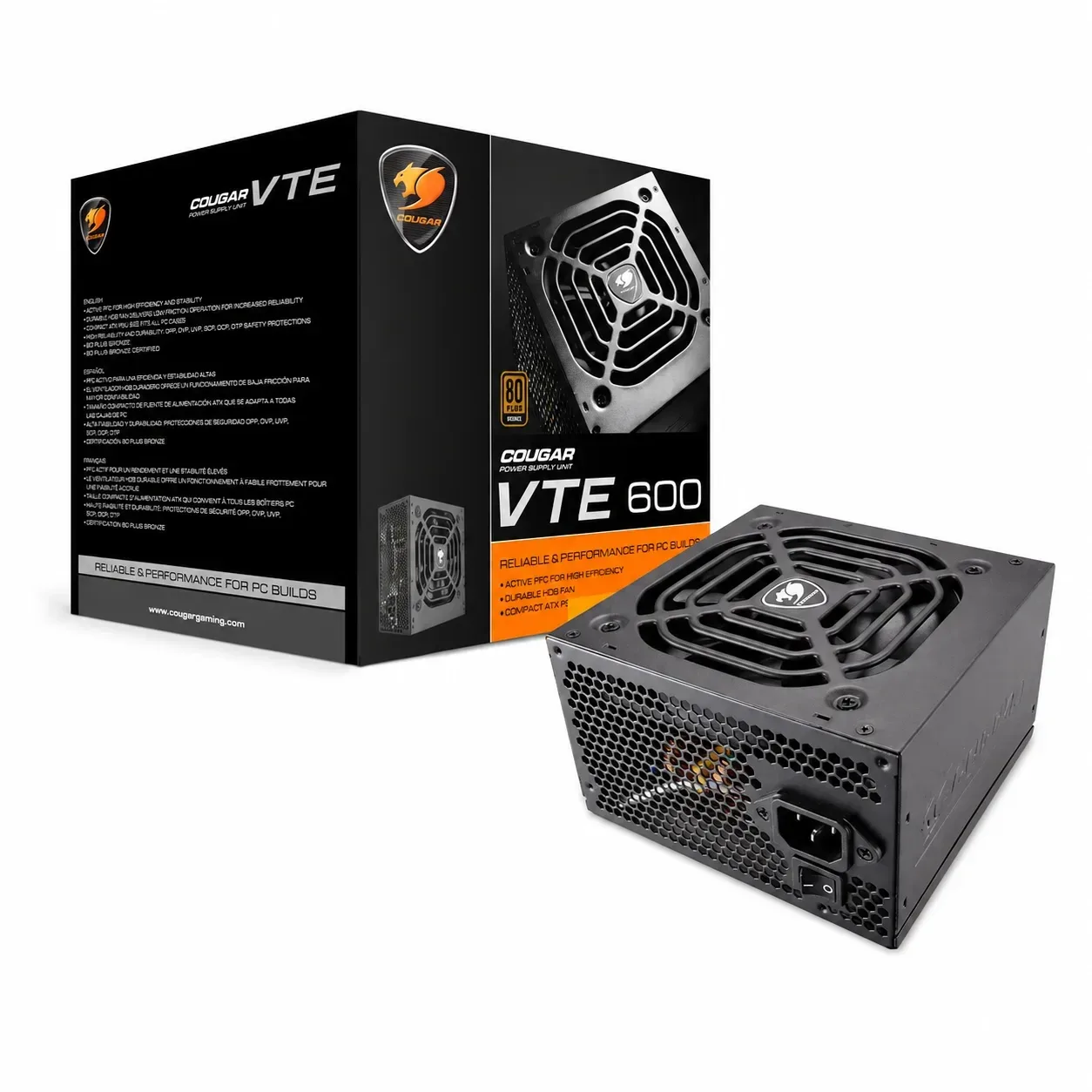 FUENTE COUGAR 600WATTS 80 PLUS BRONZE