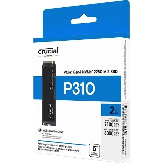SSD M2 NVME 2280 CRUCIAL 2TB P310 GEN4 7100 MBS