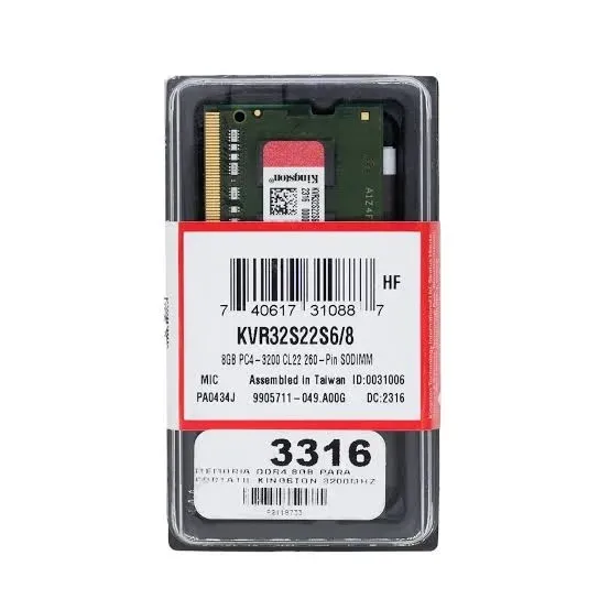MEMORIA DDR4 8GB 3200MHZ KINGSTON PORTATIL 2.5"