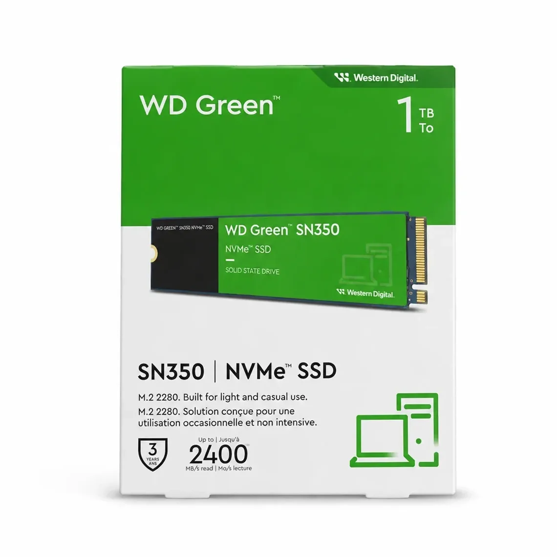 SSD M2 NVME 2280 1TB WD GREEN SN350 2400MBS