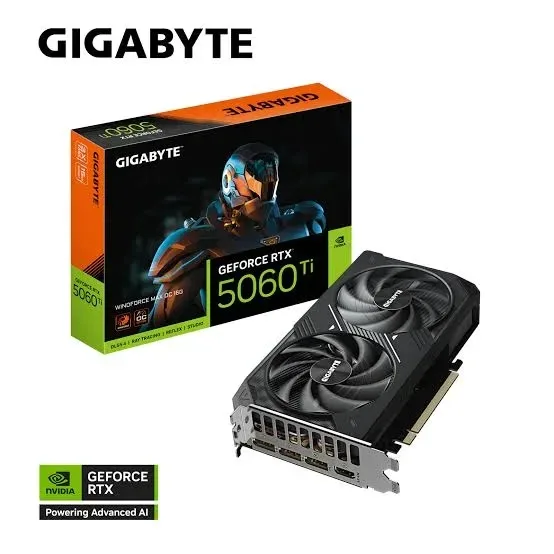TARJETA DE VIDEO GIGABYTE RTX 5060 TI WINDFORCE MAX OC 16GB DDR7