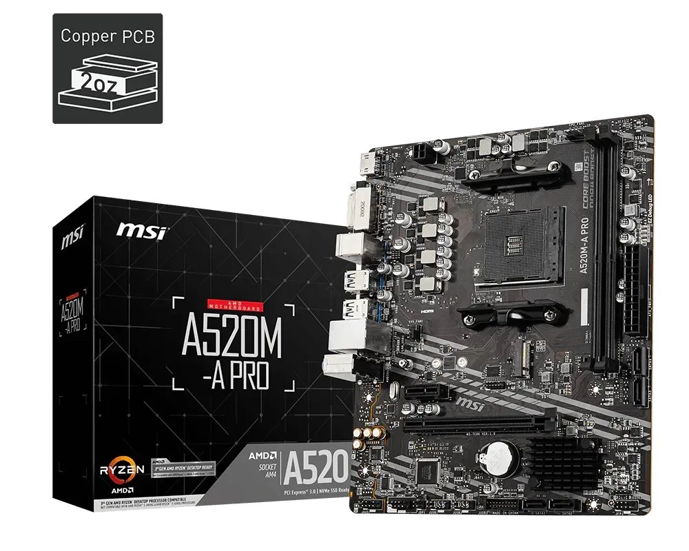 MSI A520M-A PRO (AM4, micro-ATX)